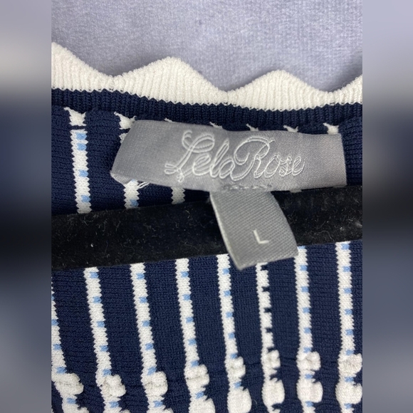 LELA ROSE Fringe Striped Crochet-Knit Midi Dress SIZE L - Picture 12 of 15